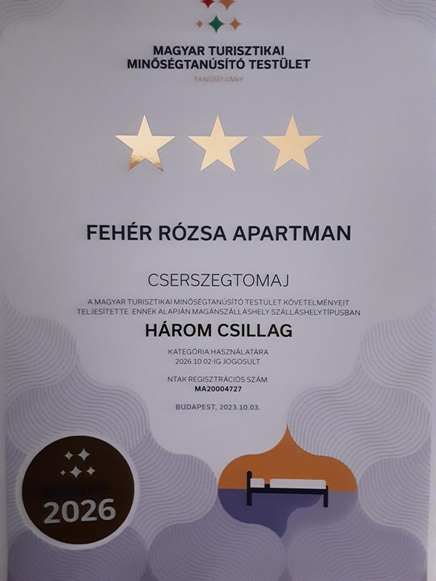 Fehér Rózsa Apartman Cserszegtomaj Extérieur photo
